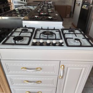 اجاق گاز کابینتی 5 شعله صفحه استیل مدل ام 6 در 6 رنگ مختلف ساخت تبریز - سفید